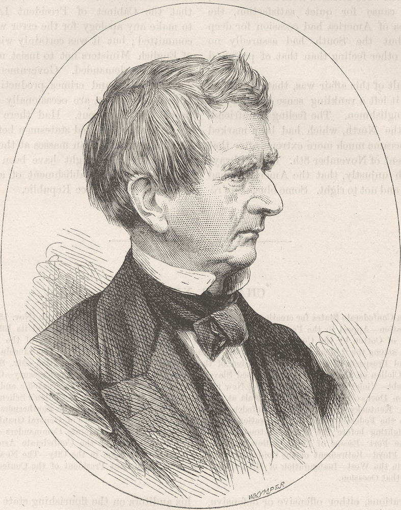 POLITICS. Civil War. Mr Seward c1880 old antique vintage print picture